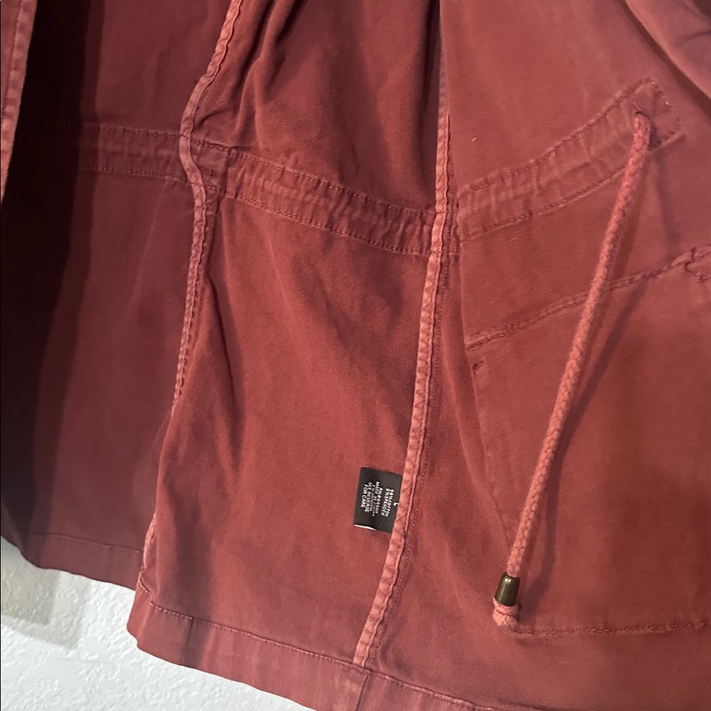 Tinsel Safari‎ Safari Wine Colored Hooded Jacket Full Zip W/ Cinch Waist Size L - Picture 6 of 12